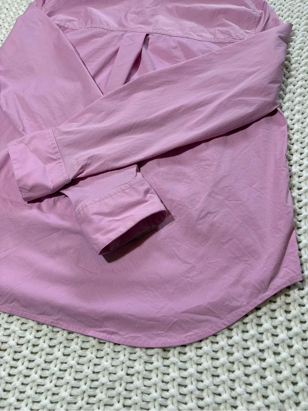 lululemon vita pink cotton blend poplin button down shirt size small